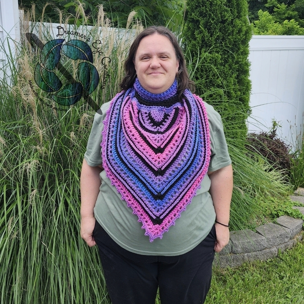 Colorful Crochet Triangle Turtleneck Scarf, Wild Oleander